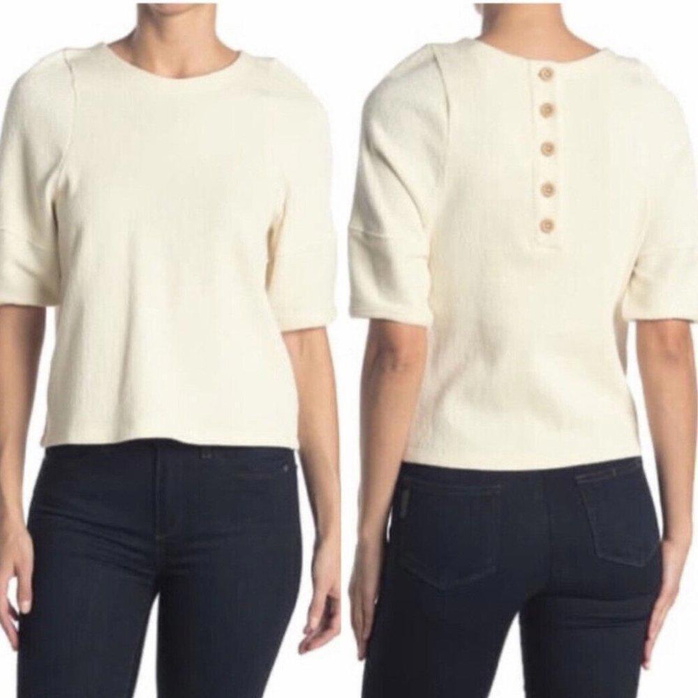 Madewell Ottoman  Jacquard Button-Back Top